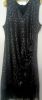 Adult Female Costumes to Hire - GATSBY - black dress with silver flecks & fringe hem - 4XL